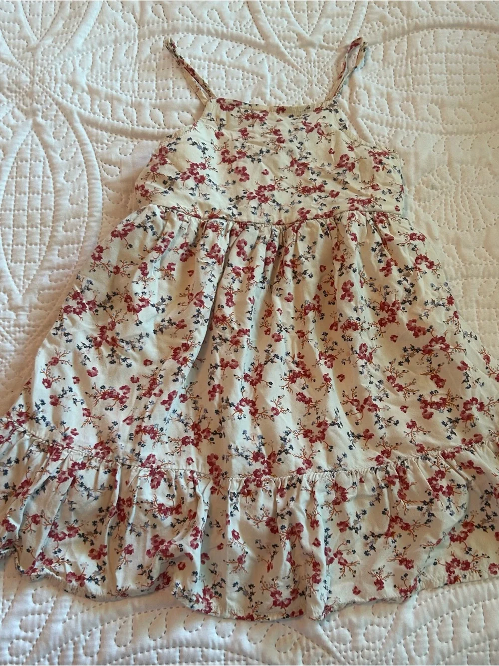 Old Navy Cream Sundress with Red Floral Print